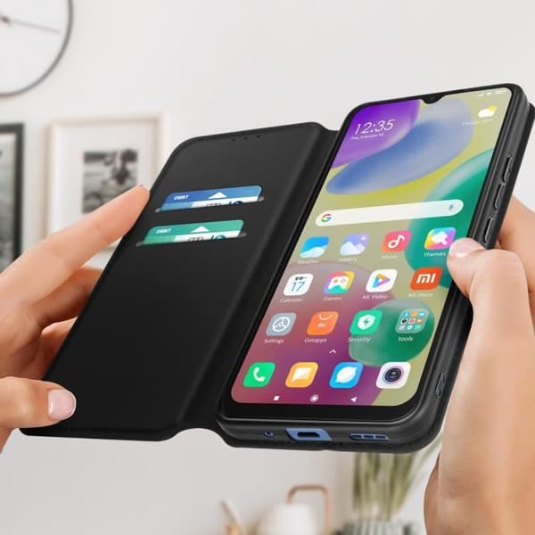Cover - AVIZAR - Xiaomi Redmi 10A - Folio - Videounderstøttelse - Sort Svart