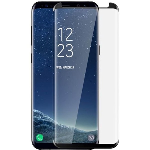 Skyddsfilm - AVIZAR - Samsung Galaxy S8 Plus - Härdat glas - Böjda kanter - Svart kontur Svart