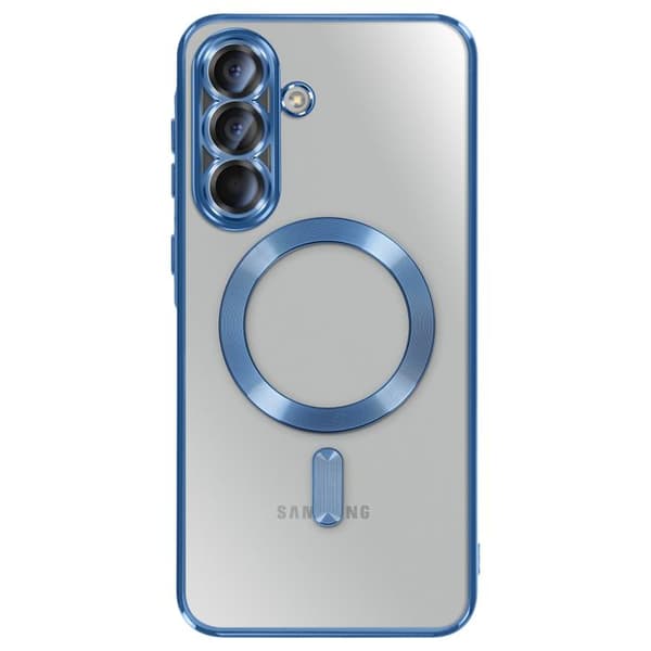 Coque för Galaxy A56 Kompatibel med MagSafe med Blå Kromad Kant Blå