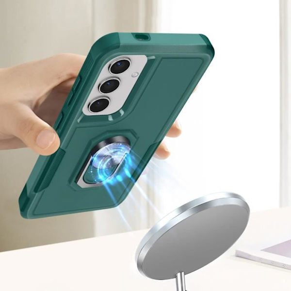Cover til Samsung Galaxy S24 Ring Support Stødsikker mørkegrøn Grön