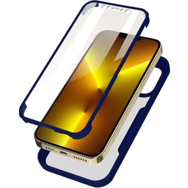 Heldeks - AVIZAR - iPhone 13 Pro - Bagside Plexiglas - Forside Polymer - Forstærkede hjørner Blå