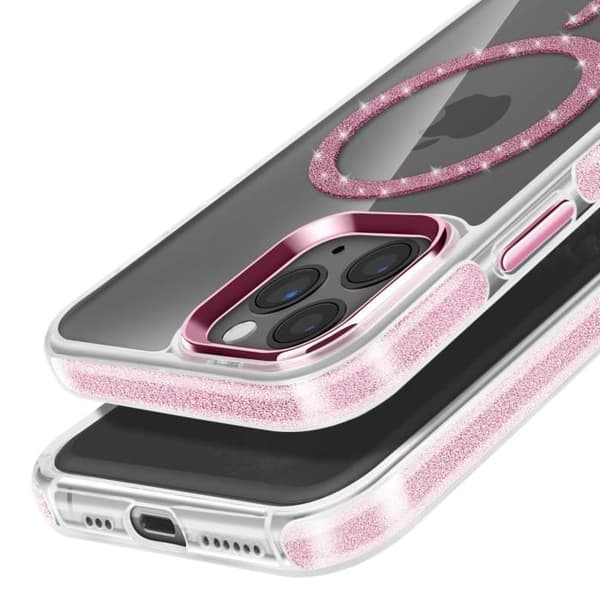 MagSafe-kuori - Silikoni - iPhone 11 Pro - Kimalteleva - Iskunkestävä - Kamera suoja Rosa