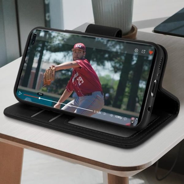 Etui til Samsung Galaxy S10 Plus - AVIZAR - Læderkortholder Funktion Premium Sort Svart