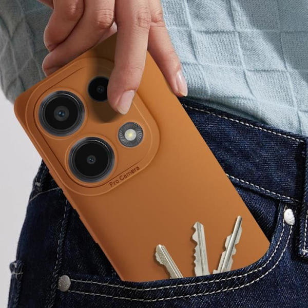 Etui - AVIZAR - Xiaomi Redmi Note 13 Pro 4G - Blød silikone - Lysebrun - Forstærket kamerakantbeskyttelse kastanj