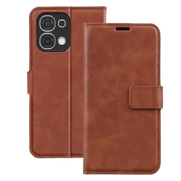 Plånboksfodral för Oppo A6 Pro med quiltad effekt och ställfunktion i brunt brun