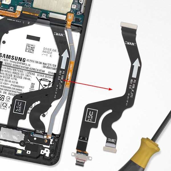 Ladeforbindelsesledning til Galaxy S25 Edge Service Pack Samsung Sort Svart