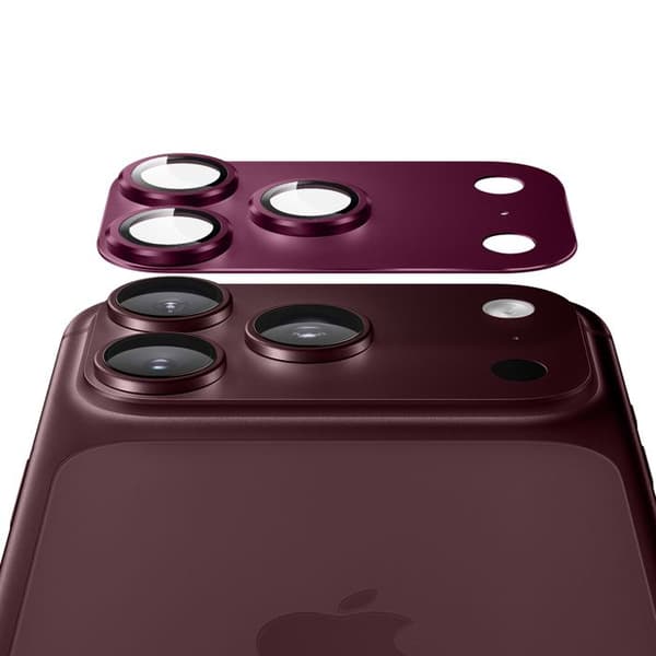 Skyddskamera för iPhone 18 Pro i Härdat Glas med Titanram Bordeaux