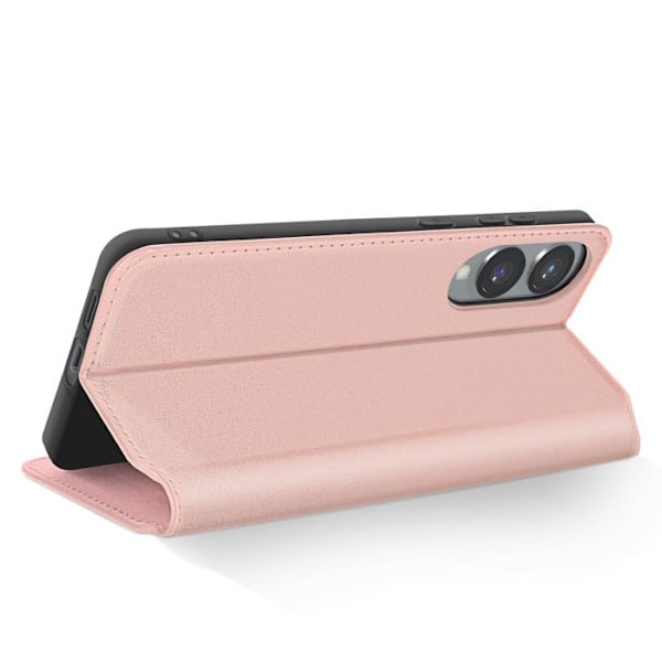 Etui til Samsung S25 Edge Klap med Kortholder og Videostøtte Rosé Champagne Rosa