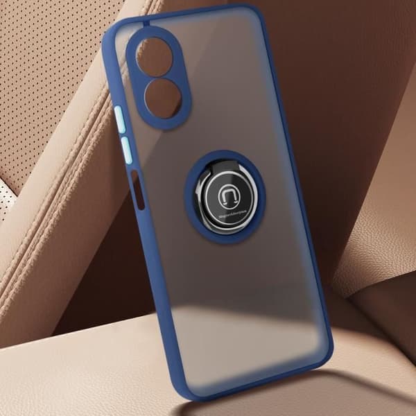 Coque til Oppo A38 - Metallring - Stødabsorberende - Videostøtte - Mørkeblå Blå
