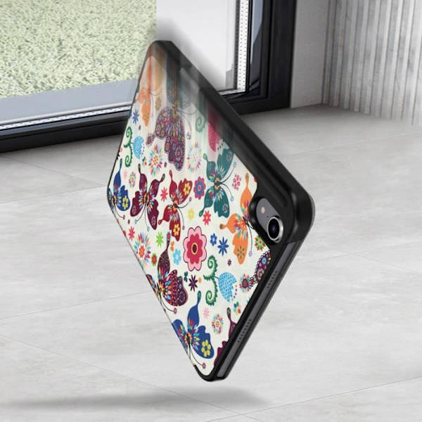 Hölje - Fjärilar - iPad Mini 2021 - Mångpositionstöd - Helt skydd - Vit Vit