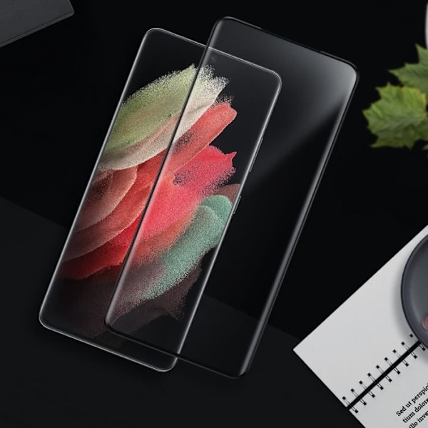 Samsung Galaxy S21 Ultra Panssaroitu Lasi Kallistettu Reuna Täysi Kiinnitys Musta Svart