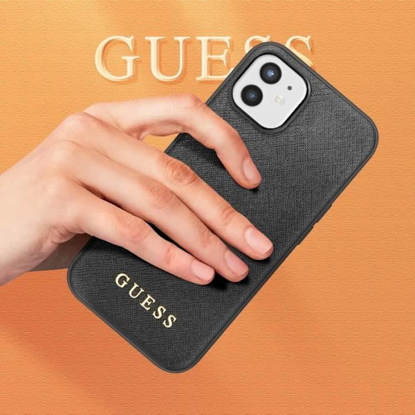 Saffiano Iskunkestävä Kuori iPhone 12 Minille Guess Musta Svart