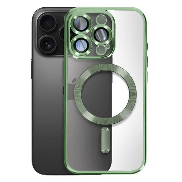 Coque MagSafe - iPhone 16 Pro - Fleksibel Silikonegel - Krom Kant - Fuld Beskyttelse Grön