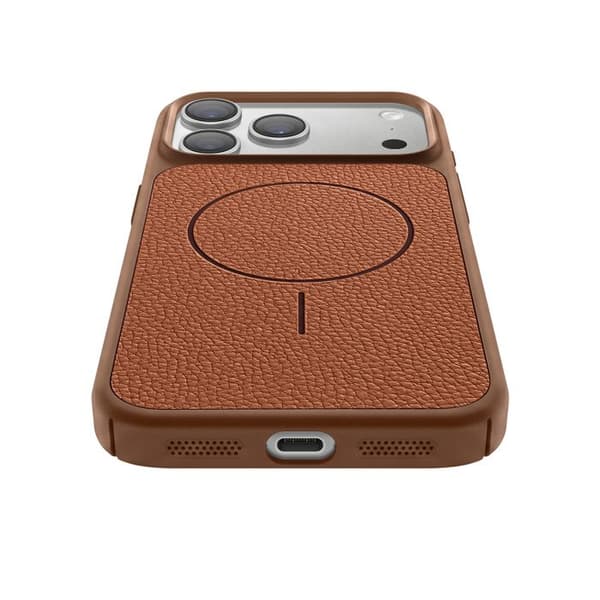 MagSafe-cover til iPhone 17 Pro Max, Bi-Materiale, Stødabsorberende, Brun Lædertekstur brun