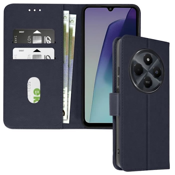 Fodral till Xiaomi Redmi 14C - AVIZAR - Wallet Flip and Video Support - Midnight Blue Blå