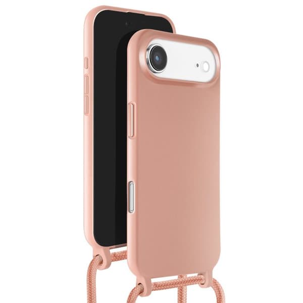 Silicone Soft Touch-fodral för iPhone Air med justerbart nackband i roséguld Rosa