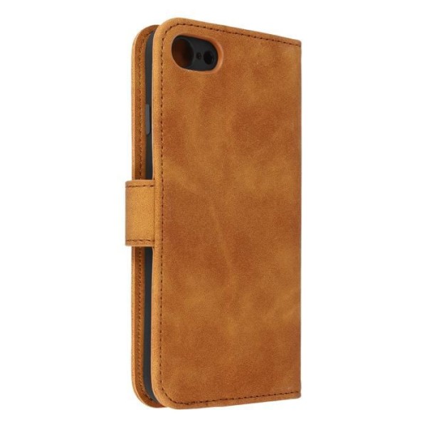 iPhone SE 2020, 8 ja 7 Case Suede Effect Lompakkoteline Video Forcell ruskea kastanj