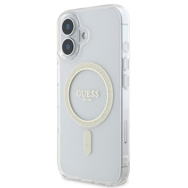 Coque för iPhone 16 Plus MagSafe med Glittrig Cirkel Guess Transparent Transparent