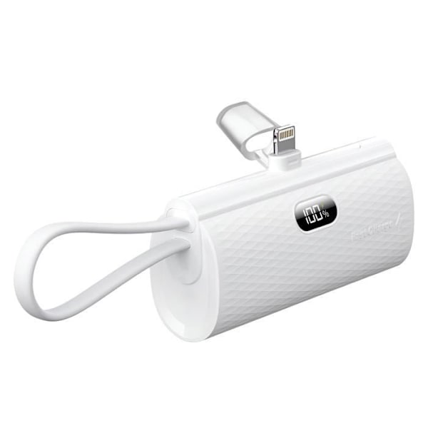 Ekstern oplader - FORCELL - F-Energy - 5000mAh - 20W - Lightning og USB C Vit
