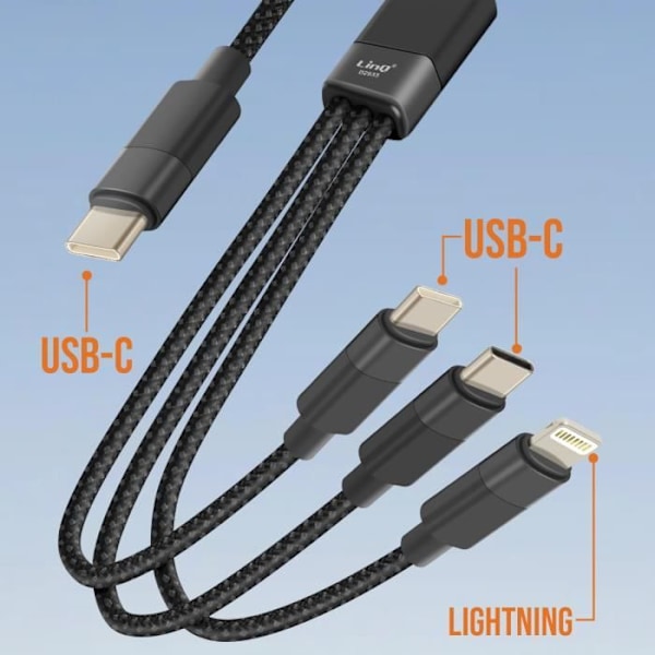 USB-C til Lightning-kabel - LINQ - 1,2 m - 60W hurtig opladning - USB-C og Lightning-kompatibel - Sort Svart