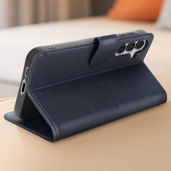 Fodral till Samsung Galaxy A55 5G - AVIZAR - Chesterfield - Plånbok och videohållare - Blå Blå