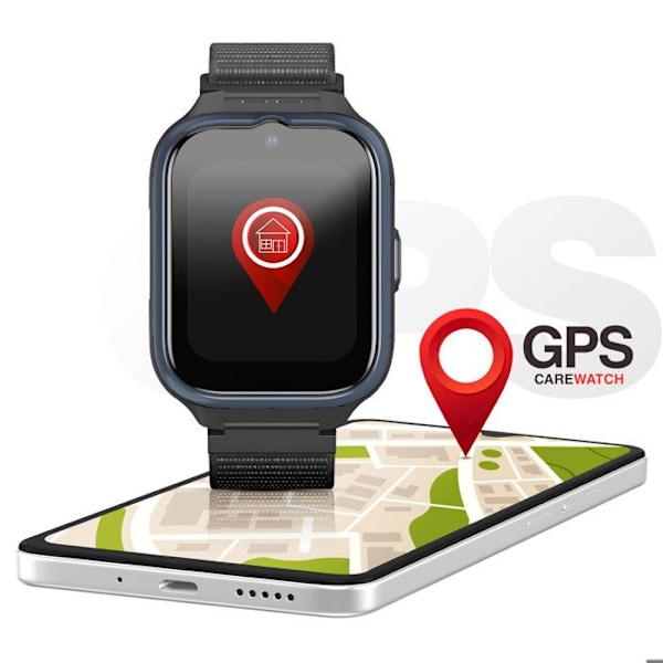 Wi-Fi Smart Watch til Senior med Videoopkald Funktion myPhone Sort Svart