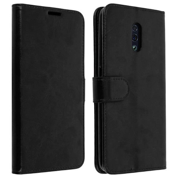 Housse Oppo Reno - AVIZAR - Folio etui - Eco-læder - Videostander - Kortholder sort Svart