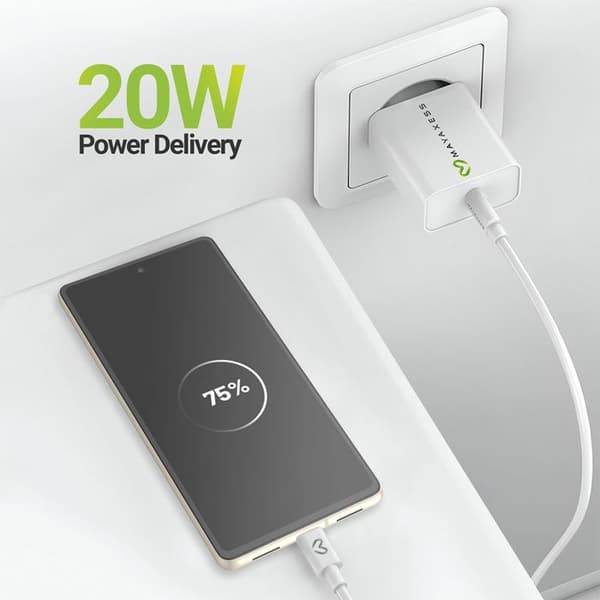 Lader til Pixel 7 20W + USB-C kabel 1m Mayaxess Hvid Vit