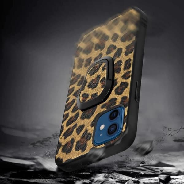 Coque - AVIZAR - iPhone 12 Mini - Leopardtryck - Mjuk - Brun kastanj
