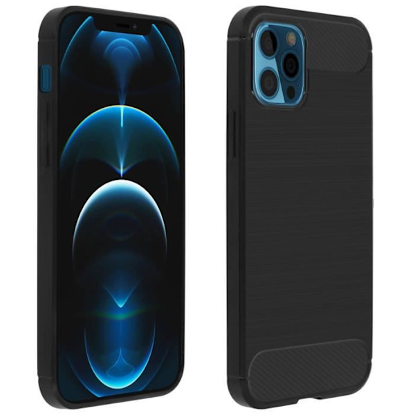 Coque - Apple - iPhone 12 Pro Max - Blød - Børstet Metal - Sort Kulstof Svart
