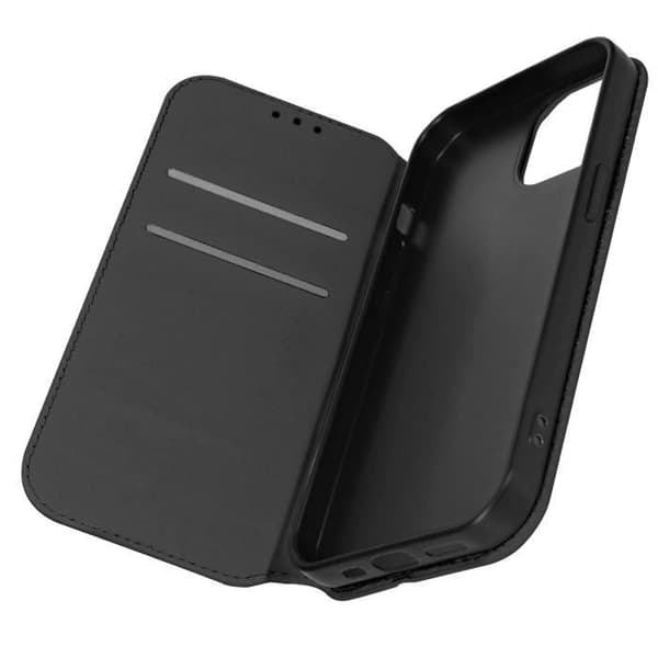 Etui til iPhone 15 - AVIZAR - Kortholder, Video Support, Magnetic Flip - Sort Svart