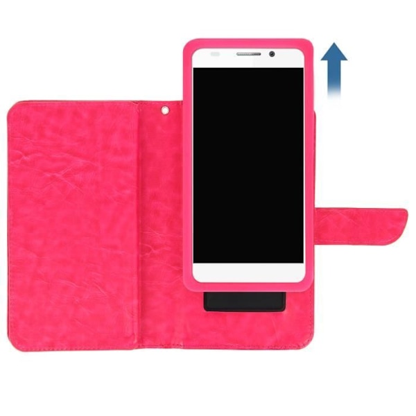 Smartphone Plånboksfodral - AVIZAR - Universell - Ekoskinn - 6 Kortfickor - Fuschia fuchsia