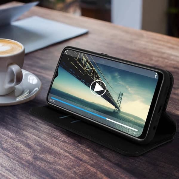 Pungetui - AVIZAR - Oppo A5 2020 og A9 2020 - Øko-læder - Sort - Fuld beskyttelse Svart