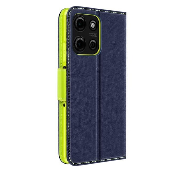 Etui til Motorola Moto G75 Portefeuille Læder Saffiano Fancy Mørkeblå Blå