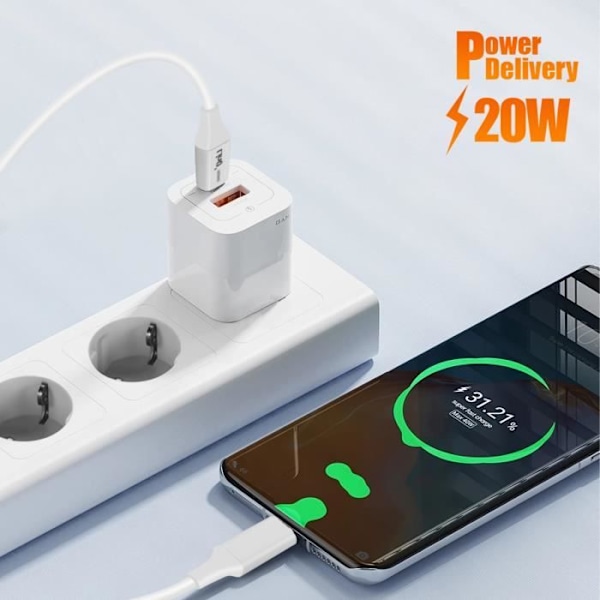3 i 1 USB-C till Micro-USB-kabel iPhone Lightning USB Typ C PD 20W LinQ Vit