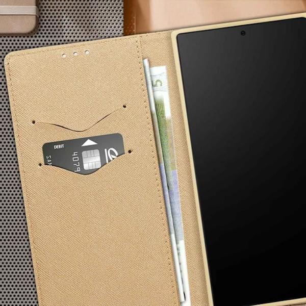 Cover til Samsung Galaxy S24 Ultra Flip Wallet Video Support Sort / Guld Svart