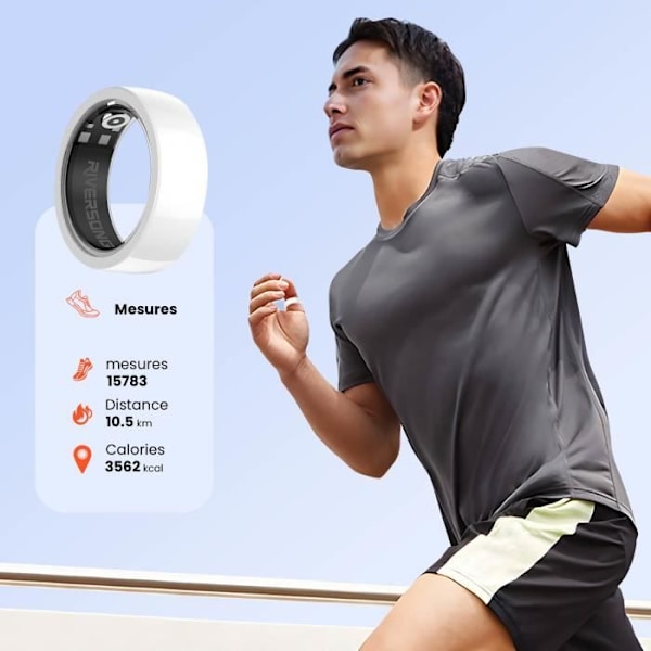 Connected Ring Health Monitoring and Activity Tracker Waterproof IP68 3,8g Riversong White