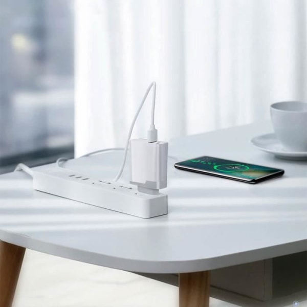 USB og USB-C lysnetoplader Quick Charge 3.0 Strømforsyning 18W LinQ Hvid Vit