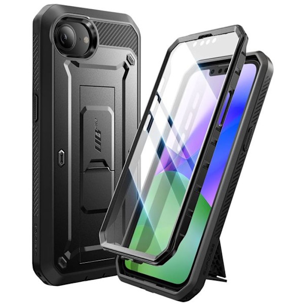 Coque Intégrale til iPhone 16e Stødabsorberende Stativ Support Supcase Sort Svart