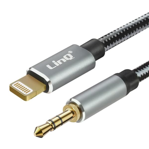 Audio-kabel - LINQ - Lightning til Jack 3.5mm - Nylon Vævet - 1.5m - Plug and Play