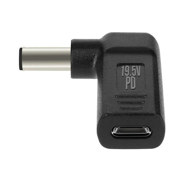 Vinklad USB-C till DELL laddningsadapter för bärbar dator 7,4 x 5,0 mm, svart Svart