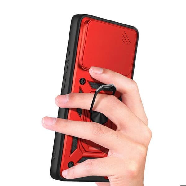 Coque Ring til Redmi Note 15 4G med Skydelåg til Kamera Mayaxess Rød Röd