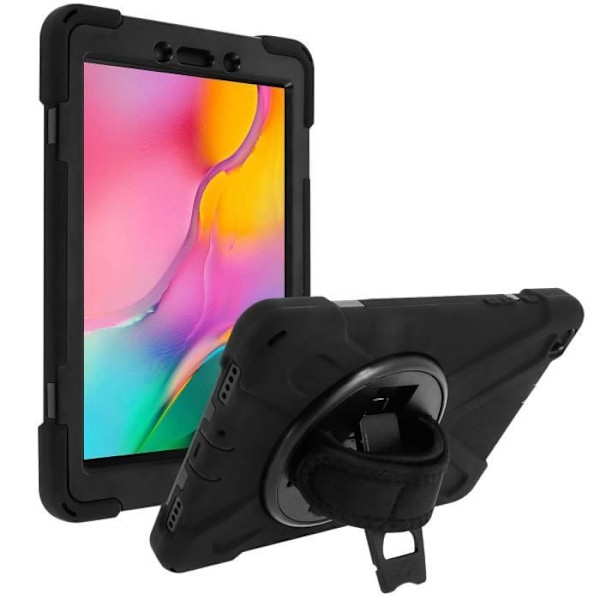 Coque Galaxy Tab A 8.0 2019 - AVIZAR - Hybride - Rotationshandtag - Stativfäste - Svart Svart