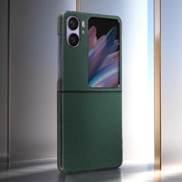AVIZAR hårt skyddsfodral för Oppo Find N2 Flip - Mörkgrön - Koleffekt - Läderimitation Grön