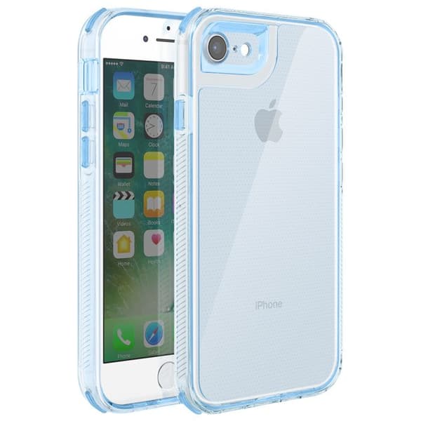 Mobilskal för iPhone 7/8/SE 2022 - AVIZAR - Bi-Material - Antiglidande - Skärmskydd - Blå Blå