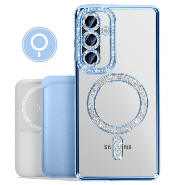 Fodral för Galaxy A27 Kompatibel med MagSafe med Blå Strasskant Blå