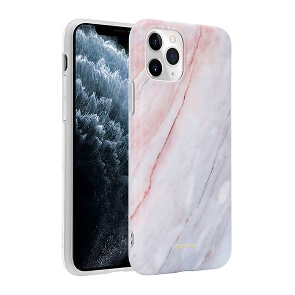 Telefoncase - Crong - Marmor - iPhone 11 Pro - Rosa - Fleksibel - Marmorimitation Rosa