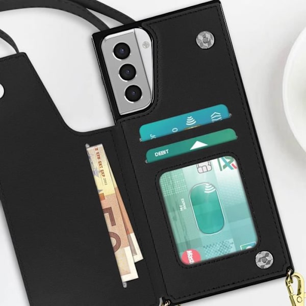 Samsung Galaxy S21 Plus multifunktionslinsfodral med svart rem Svart