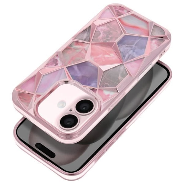 Fodral till iPhone 16 - AVIZAR - Twinki Collection - Stötsäker - Rosa - Geometriska mönster Rosa