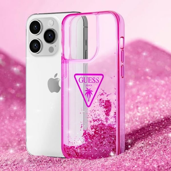 Coque Luxe iPhone 14 Pro Max Kelluvat Kimallukset Naarmuuntumaton Guess Fuksia Rosa